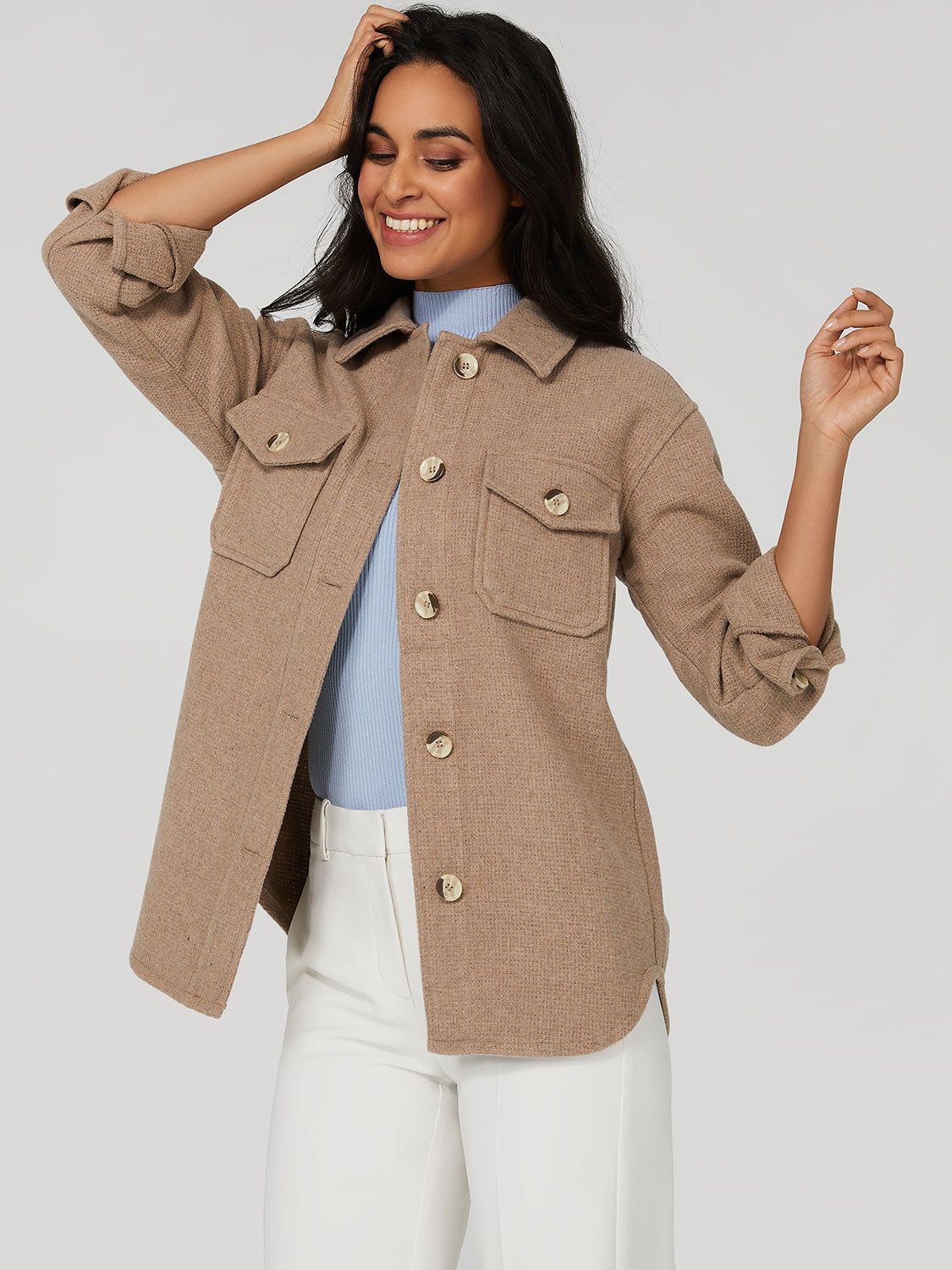 Textured Button-Down Shacket sold by Suzy Shier product image thumbnail 9