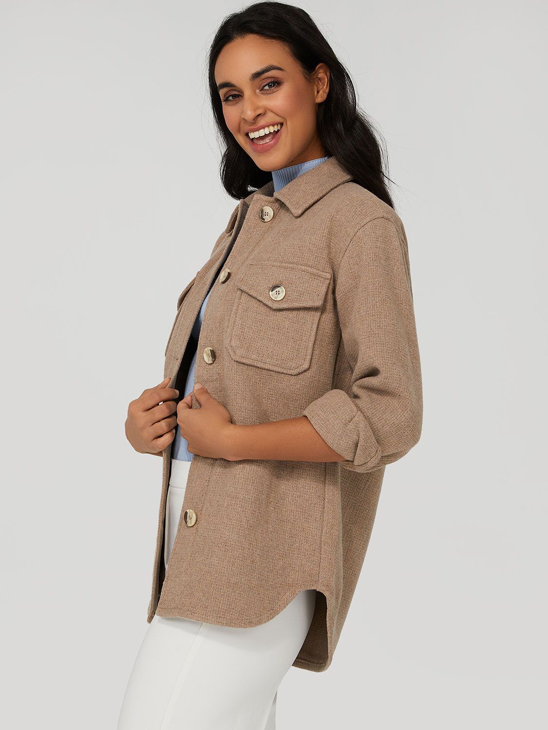 Textured Button-Down Shacket sold by Suzy Shier product image thumbnail 11