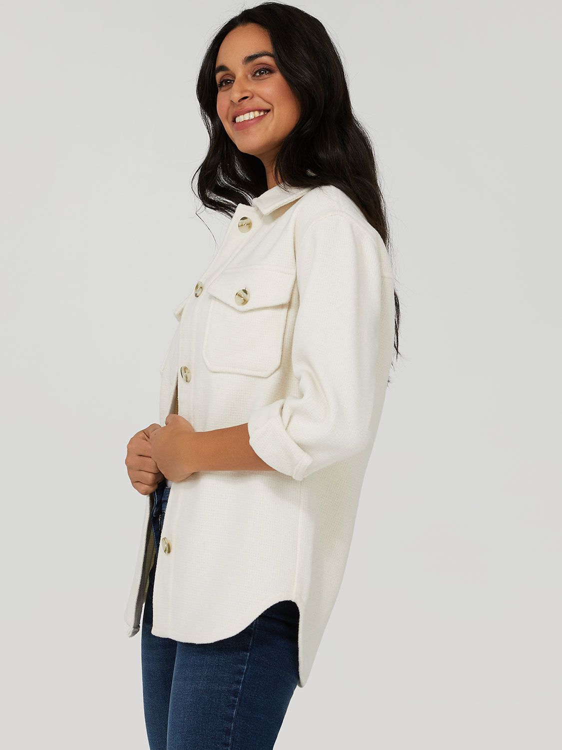 Textured Button-Down Shacket sold by Suzy Shier product image thumbnail 7