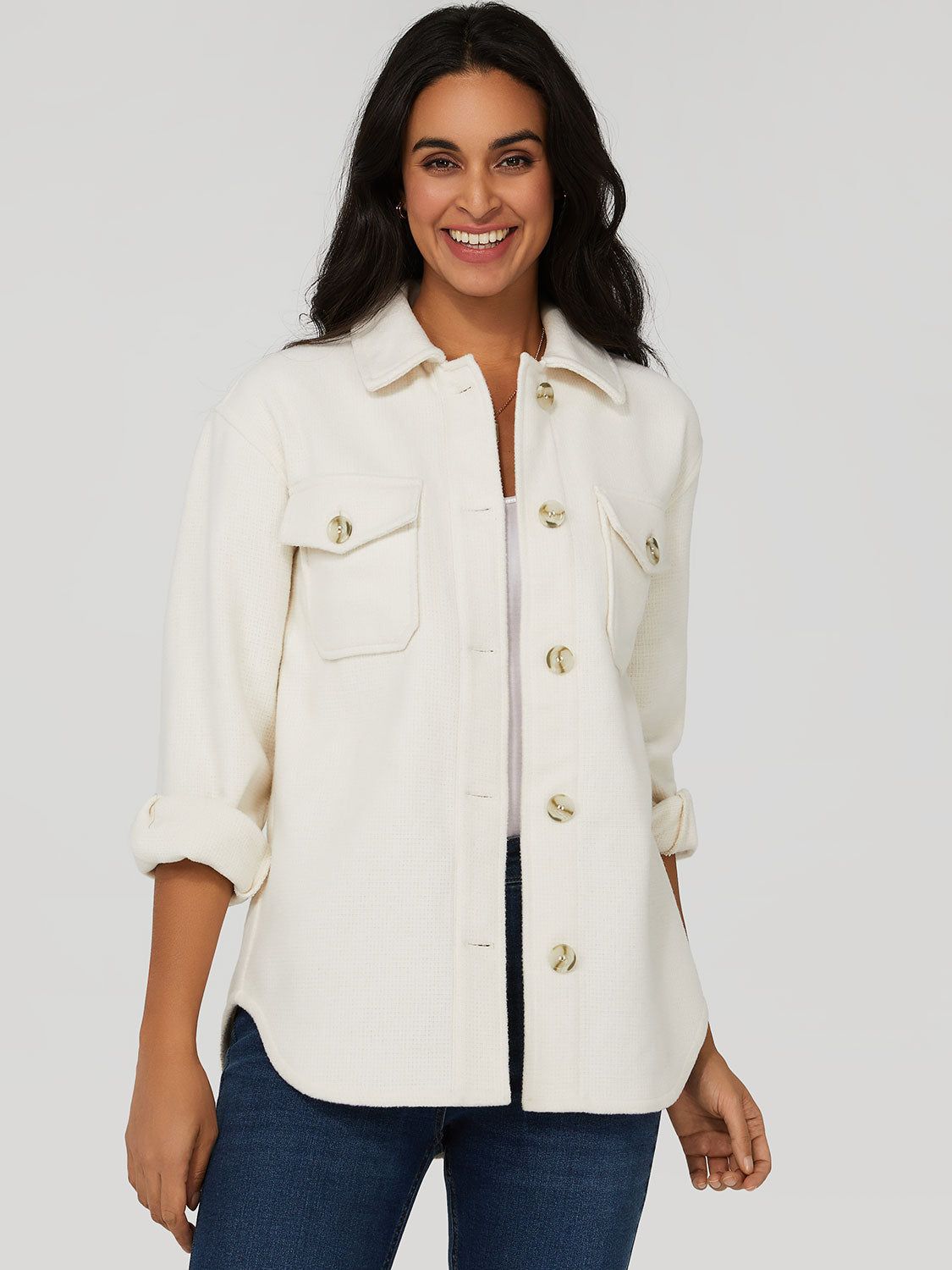 Textured Button-Down Shacket sold by Suzy Shier product image thumbnail 6