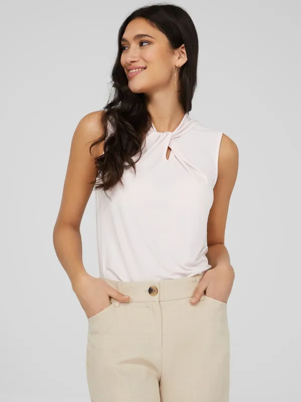 Knotted V-Neck Sleeveless Top sold by Suzy Shier