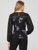 Long Balloon Sleeve Ditsy Floral Crew Neck Top sold by Suzy Shier
