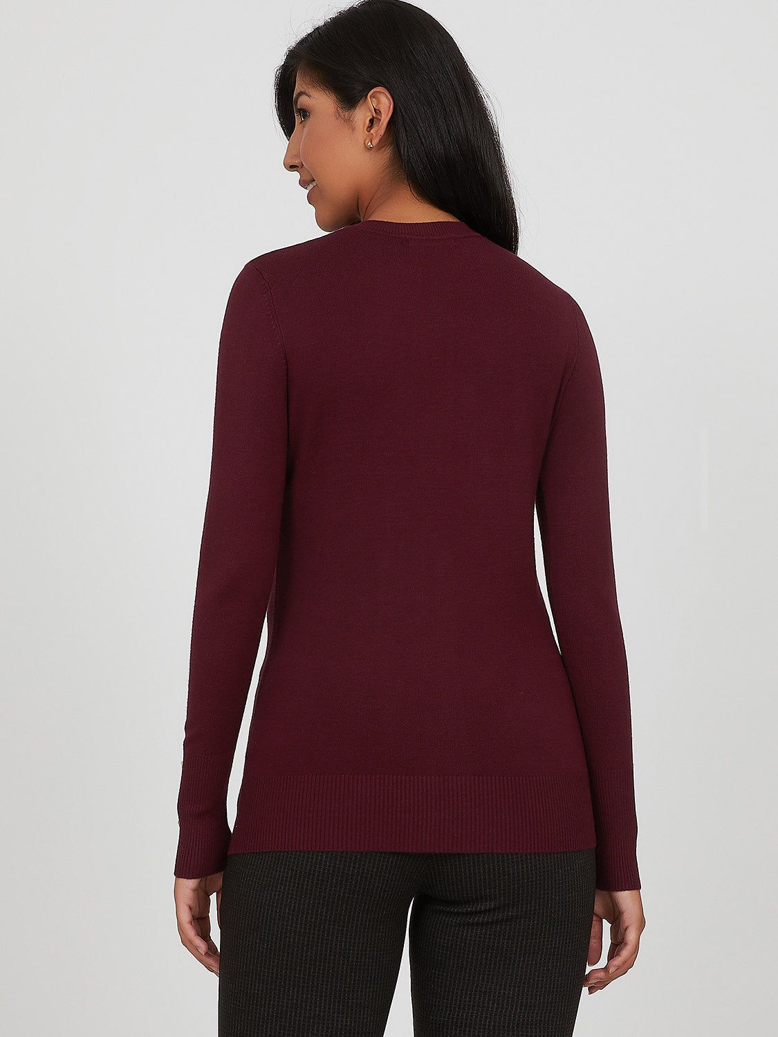 Long Sleeve Crew Neck Cardigan sold by Suzy Shier product image thumbnail 4