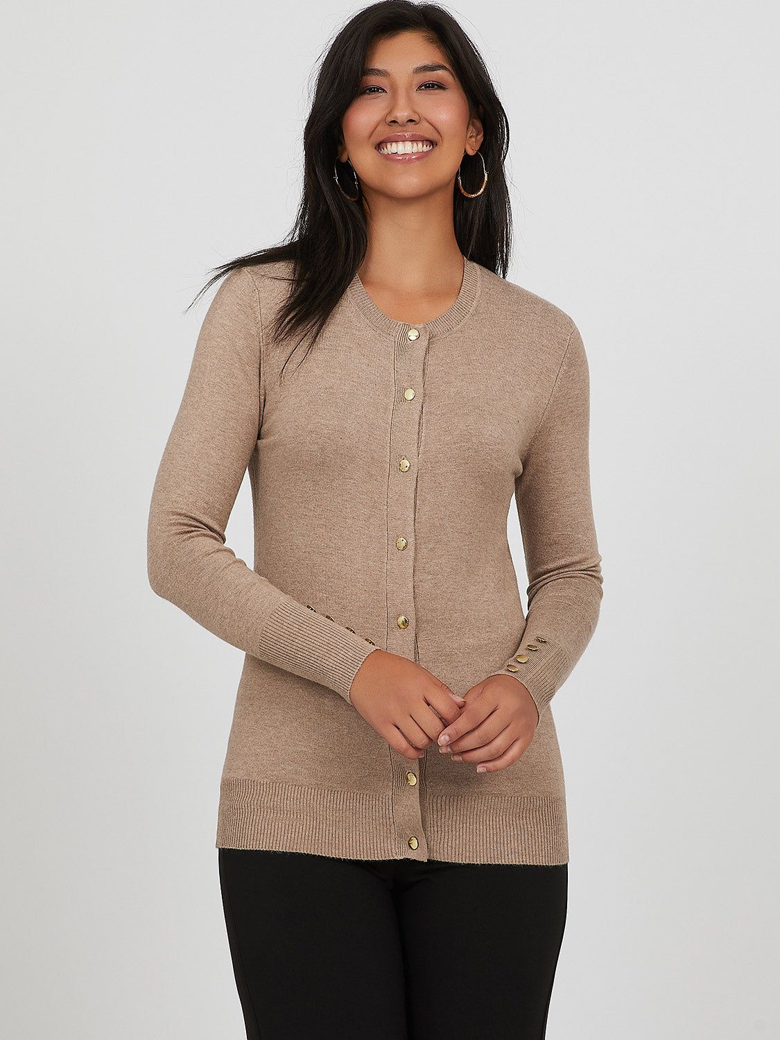Long Sleeve Crew Neck Cardigan sold by Suzy Shier product image thumbnail 6