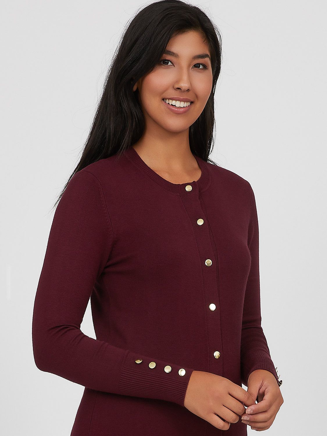 Long Sleeve Crew Neck Cardigan sold by Suzy Shier product image thumbnail 2