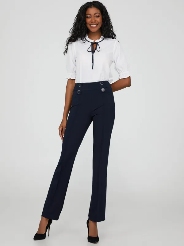 Pull-On Pant With Front Button Detail sold by Suzy Shier