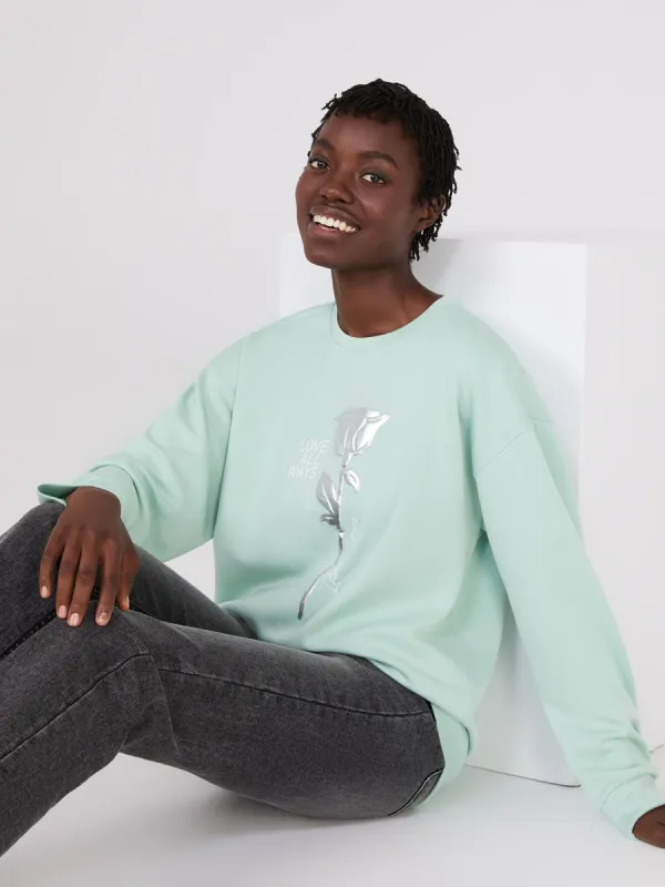 Foil Flower Graphic Sweatshirt sold by Suzy Shier