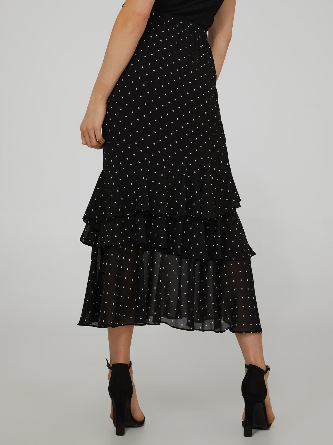 Polka Dot Chiffon 2-Tier Flouncy Skirt sold by Suzy Shier product image thumbnail 4