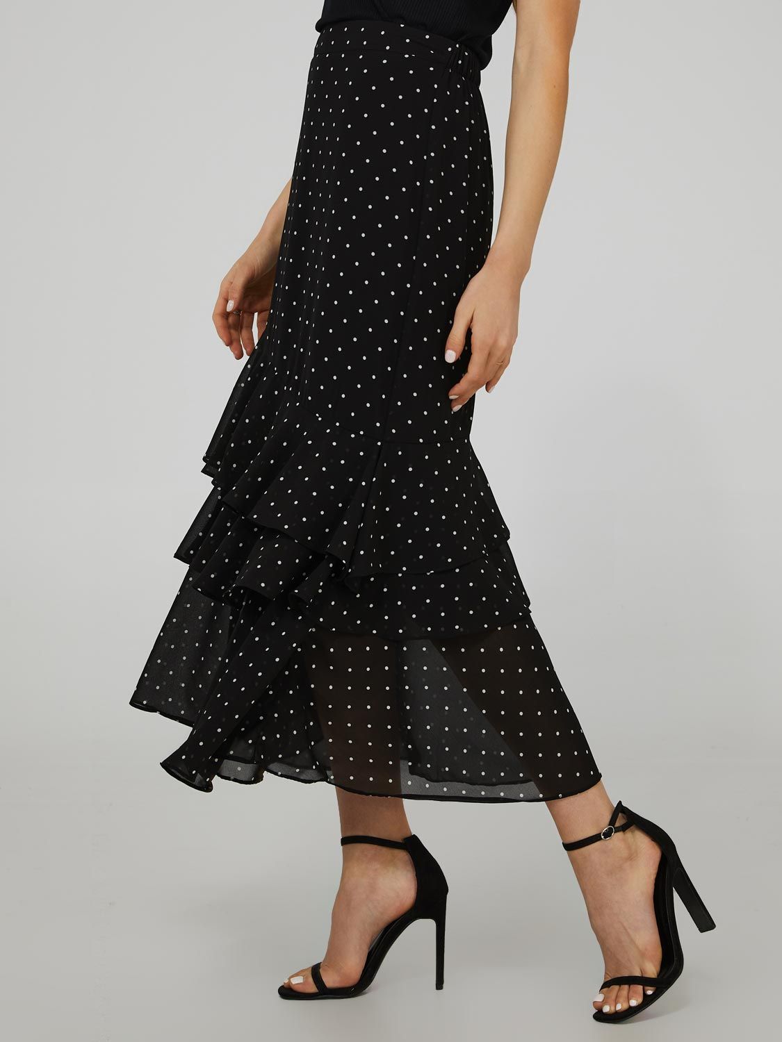 Polka Dot Chiffon 2-Tier Flouncy Skirt sold by Suzy Shier product image thumbnail 3