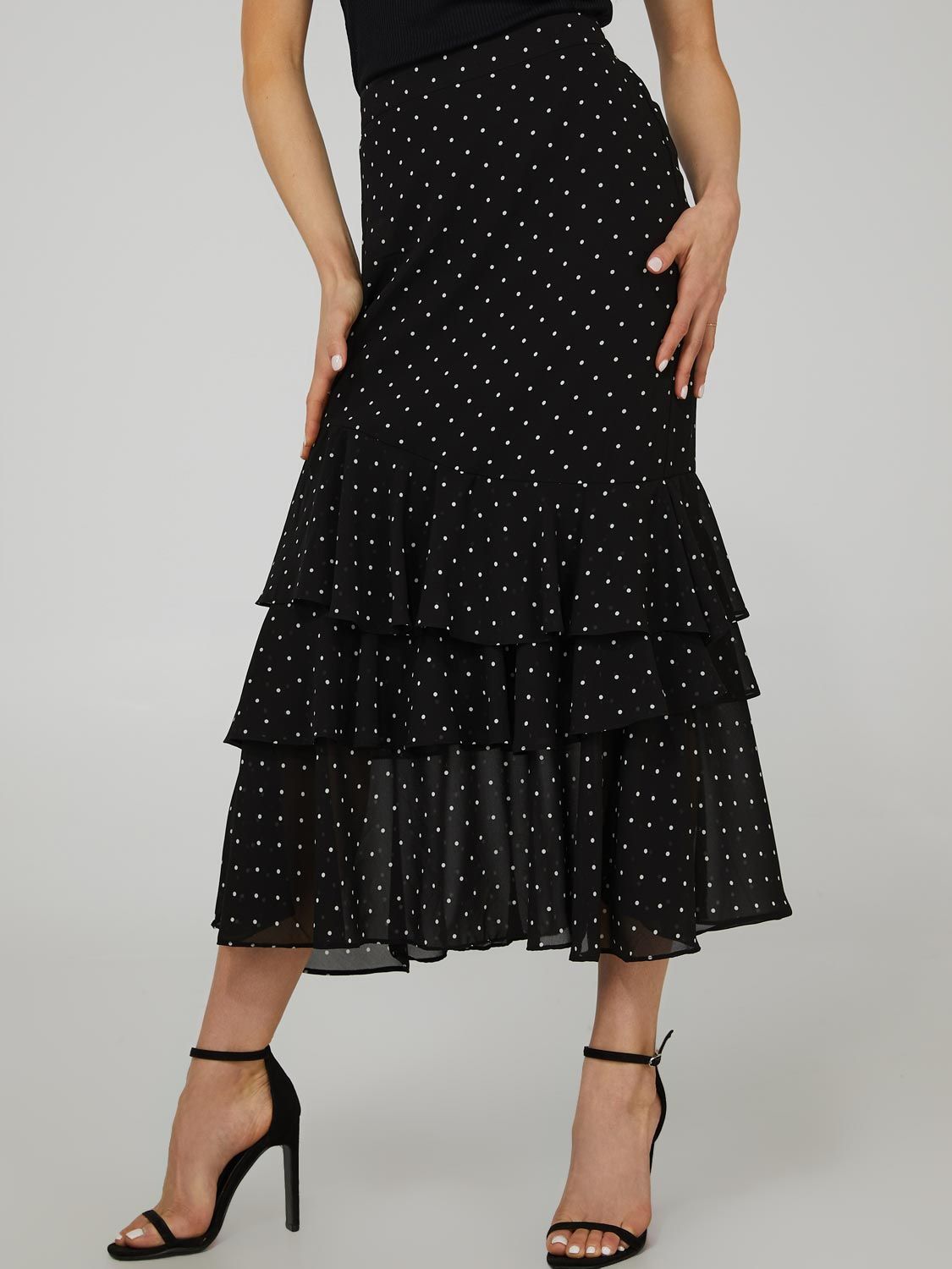 Polka Dot Chiffon 2-Tier Flouncy Skirt sold by Suzy Shier product image thumbnail 2