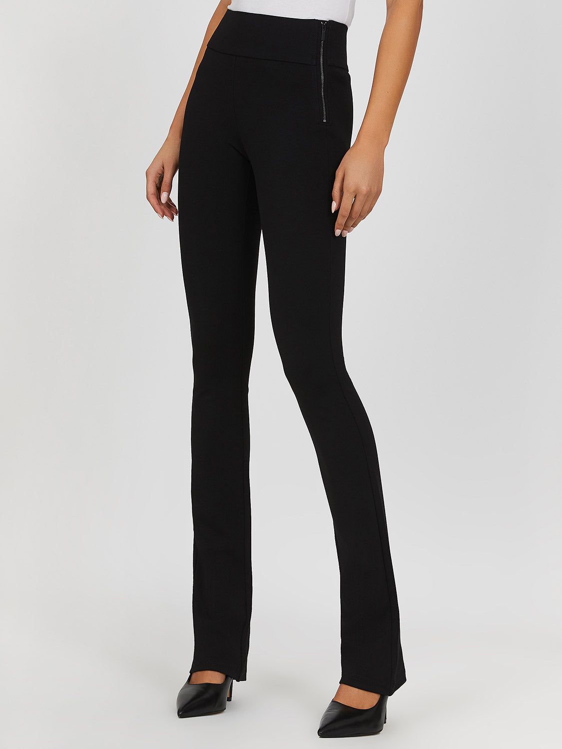 Wide Waist Flare Knit Pant sold by Suzy Shier