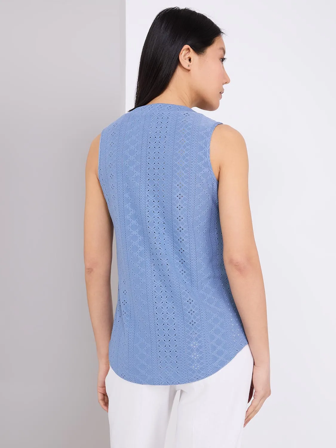 Sleeveless Eyelet Notch Collar Top sold by Suzy Shier product image thumbnail 4