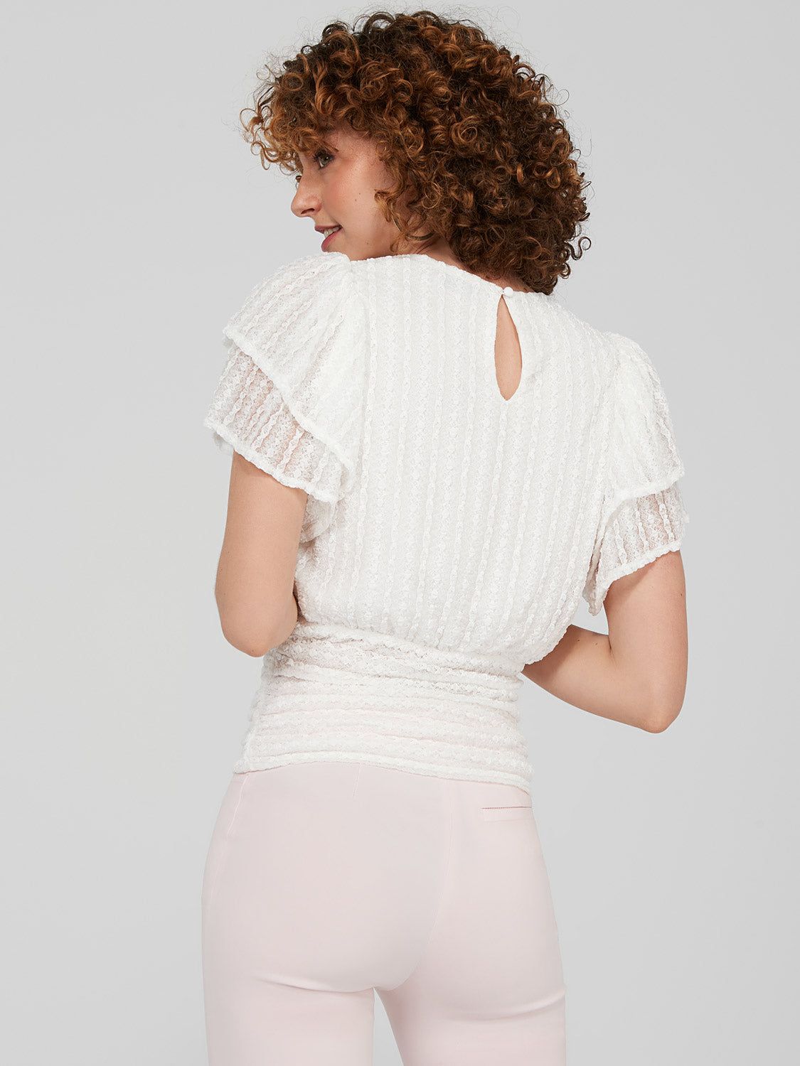 Double Ruffle Sleeve Lace Top sold by Suzy Shier product image thumbnail 4