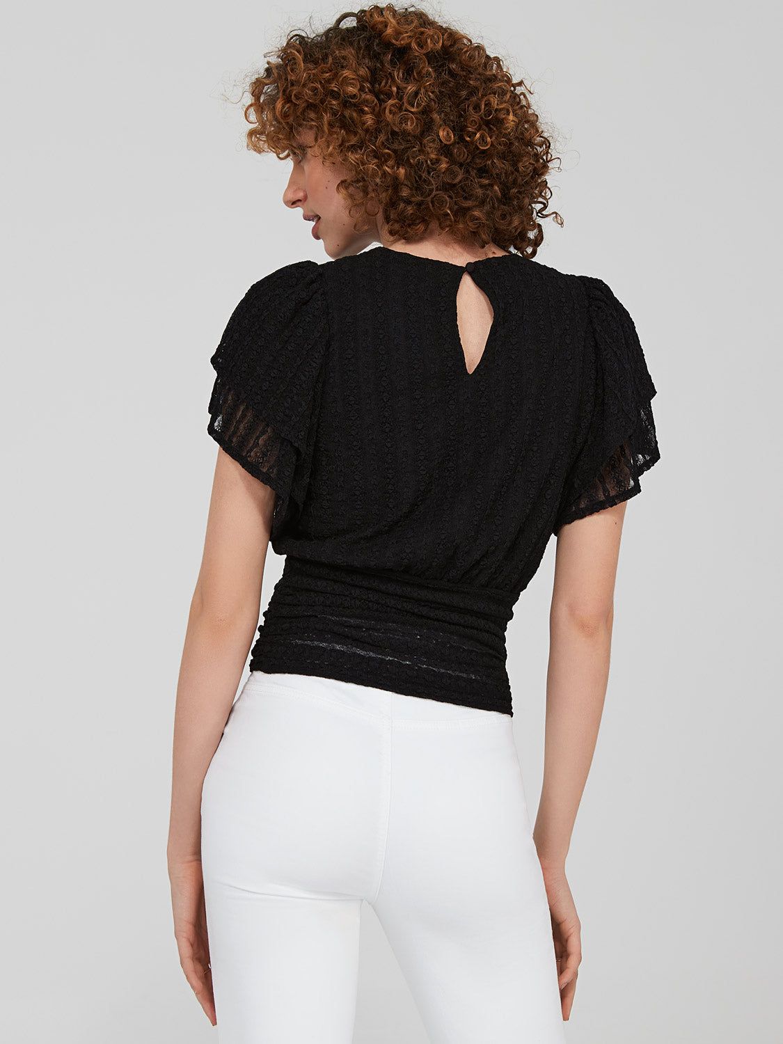 Double Ruffle Sleeve Lace Top sold by Suzy Shier product image thumbnail 9