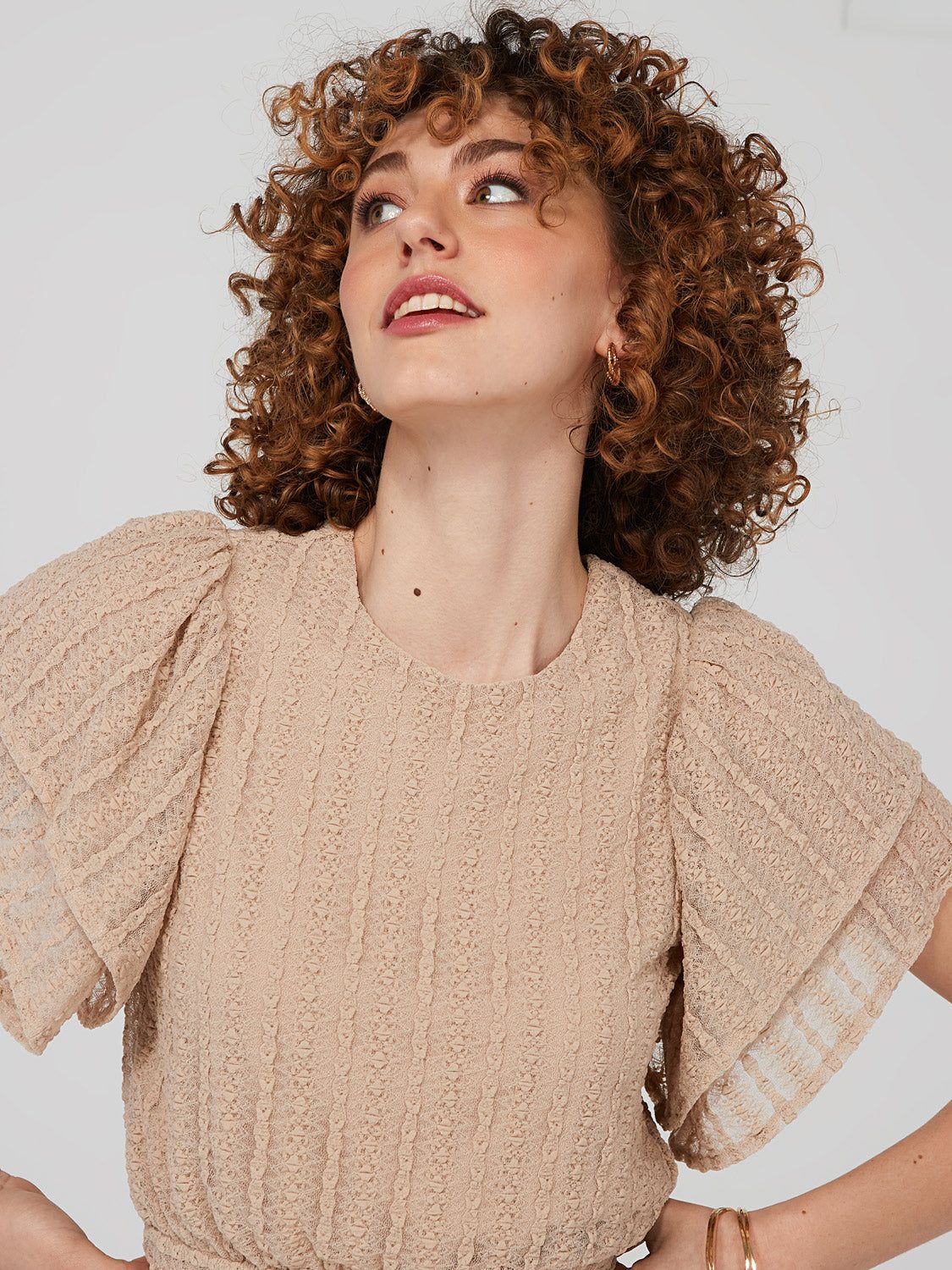 Double Ruffle Sleeve Lace Top sold by Suzy Shier product image thumbnail 14