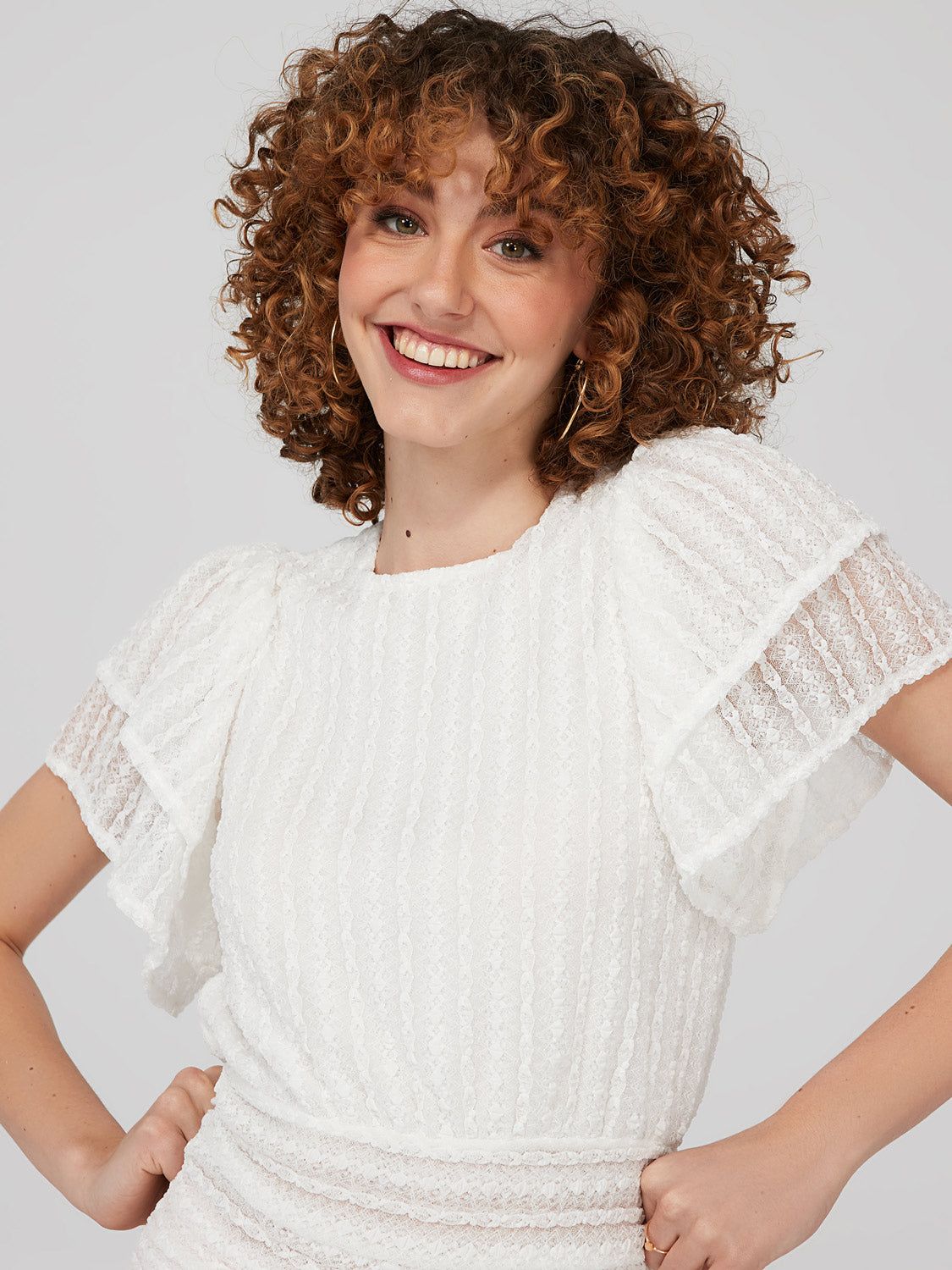 Double Ruffle Sleeve Lace Top sold by Suzy Shier product image thumbnail 2