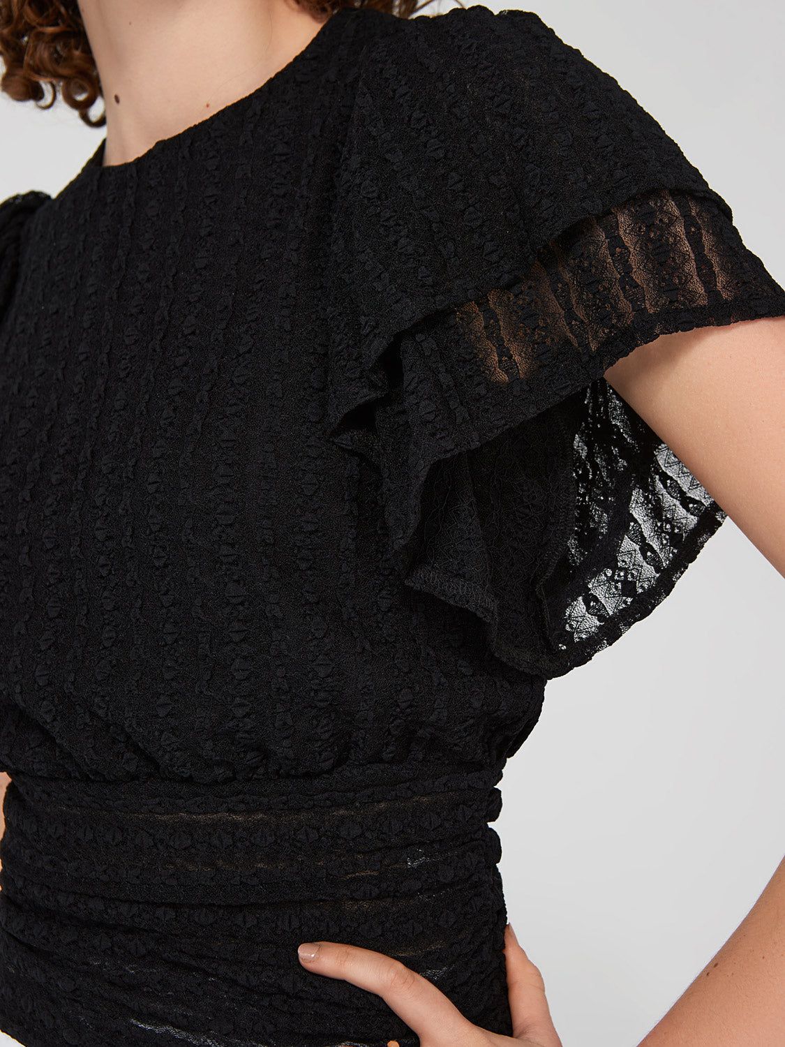 Double Ruffle Sleeve Lace Top sold by Suzy Shier product image thumbnail 10