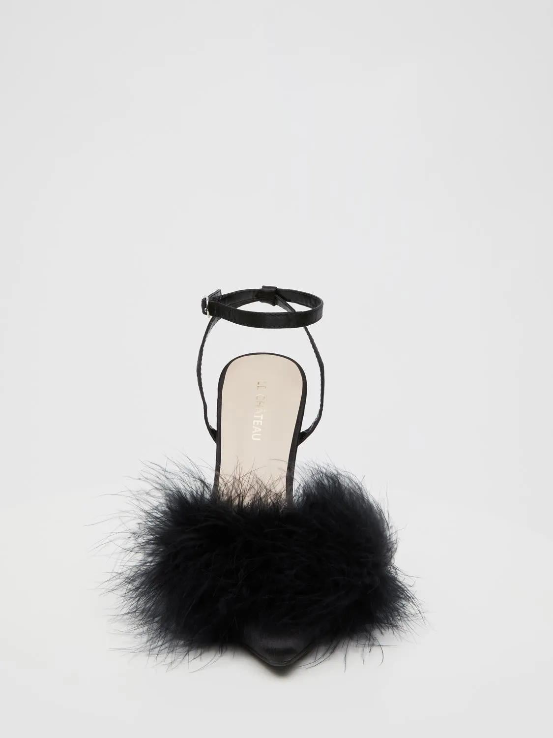 Satin Pointed-Toe Feather High Heel Sandal sold by Suzy Shier product image thumbnail 3