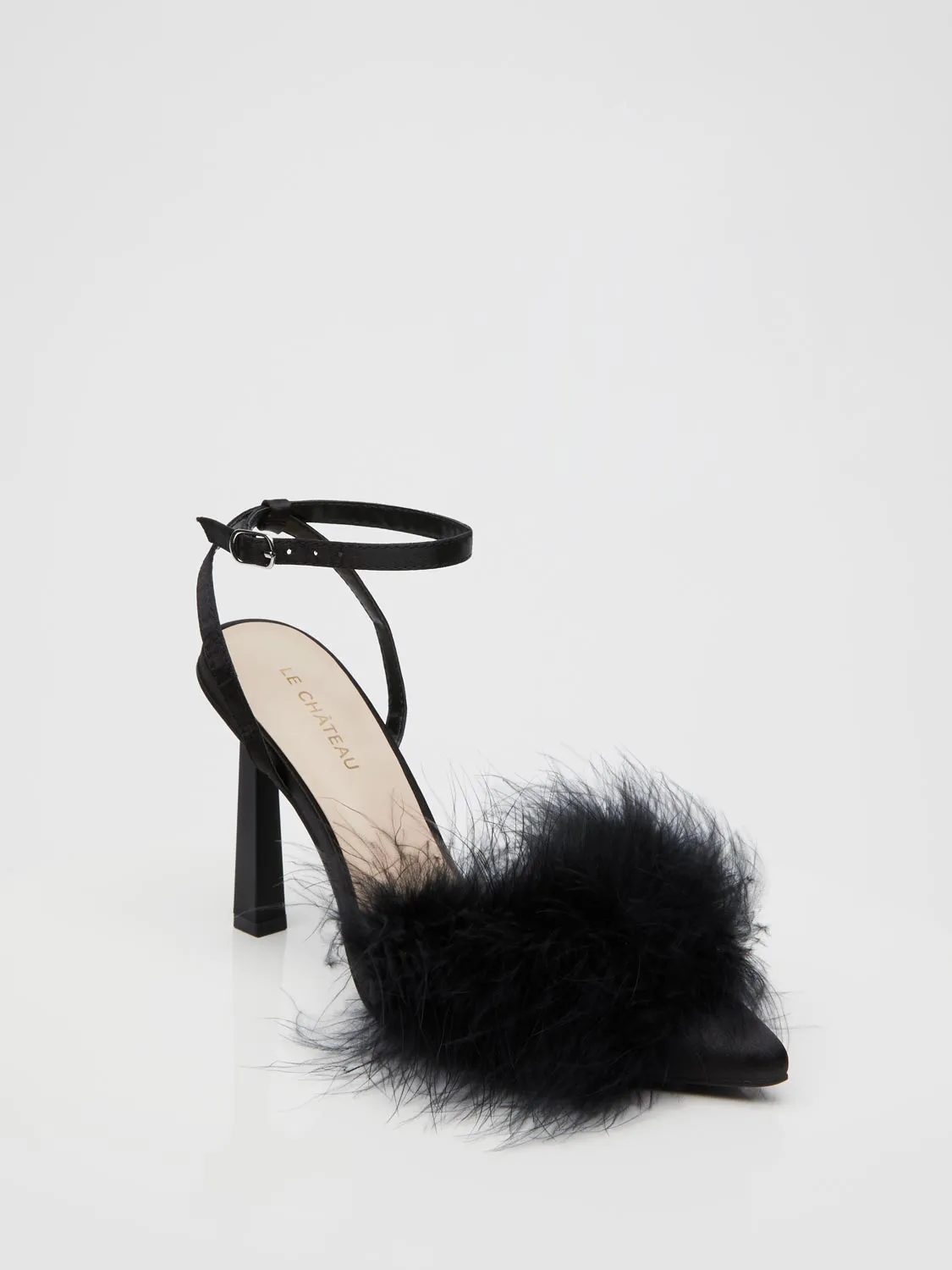 Satin Pointed-Toe Feather High Heel Sandal sold by Suzy Shier product image thumbnail 2