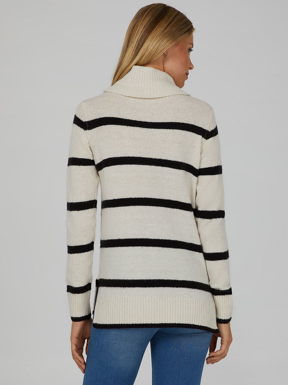 Striped Side Slit Turtle Neck Sweater sold by Suzy Shier product image thumbnail 4