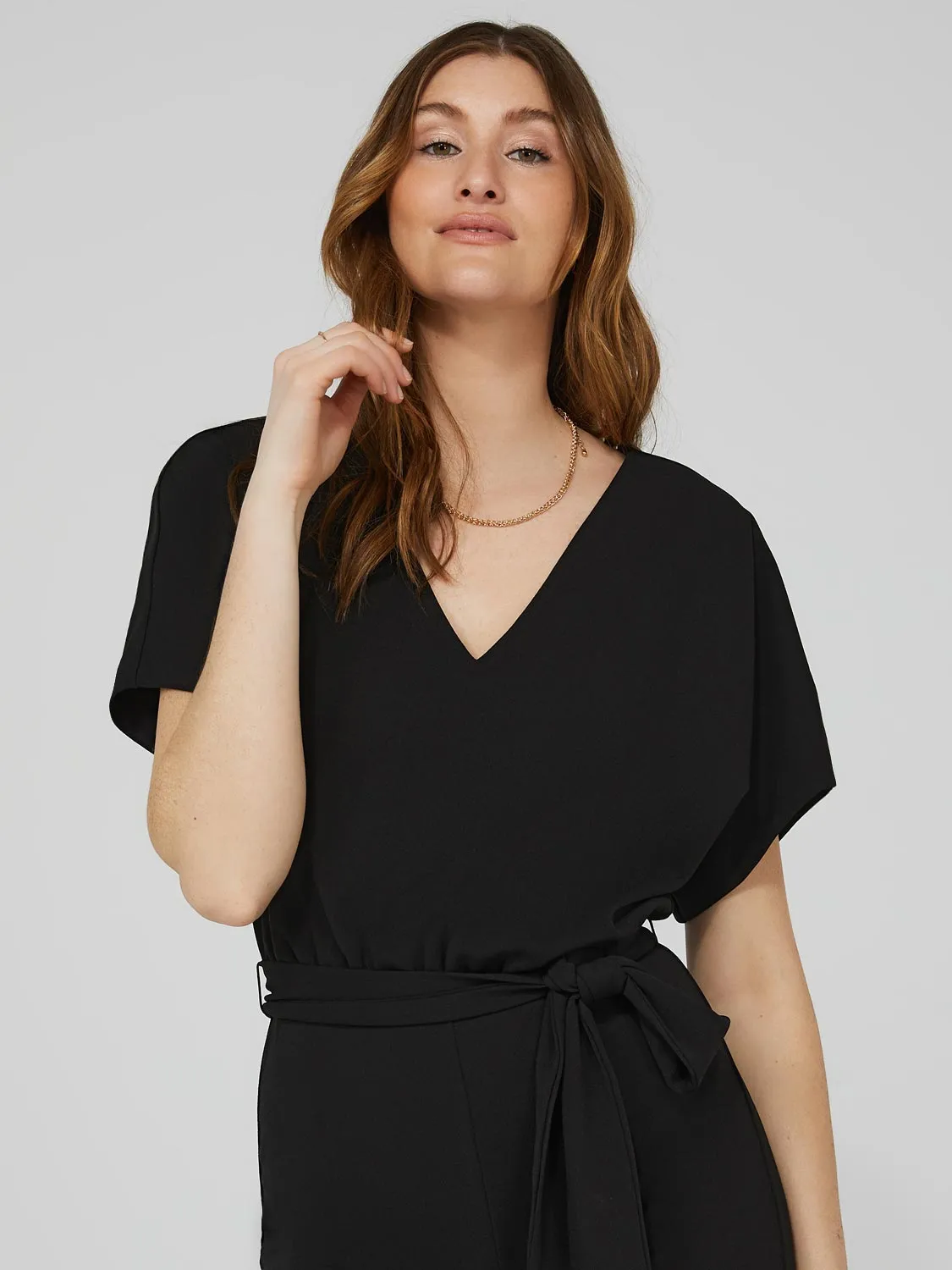 Dolman Sleeve V-Front Wide Leg Jumpsuit sold by Suzy Shier product image thumbnail 2