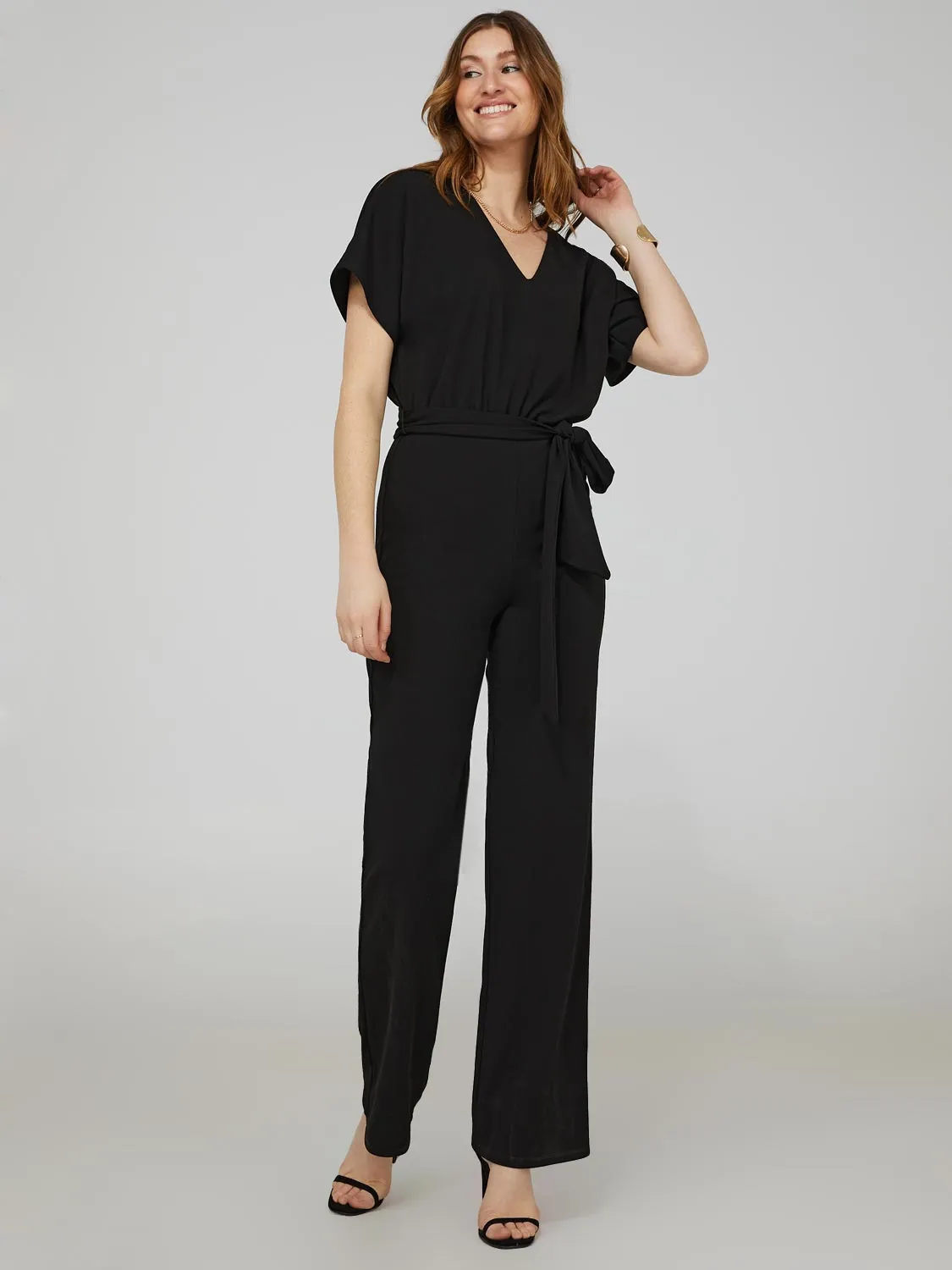 Dolman Sleeve V-Front Wide Leg Jumpsuit sold by Suzy Shier product image thumbnail 3