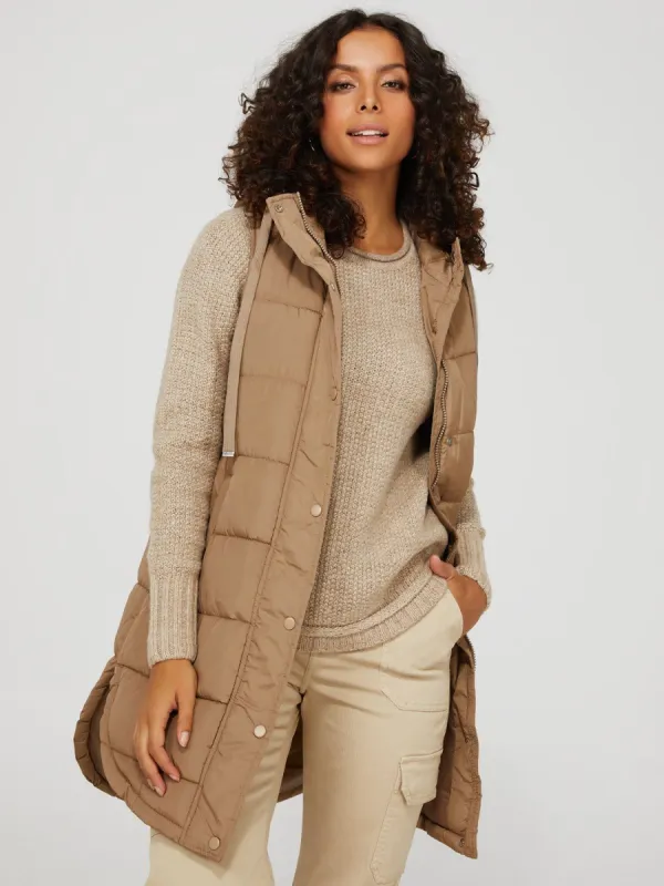 Long Puffer Vest With Hood sold by Suzy Shier