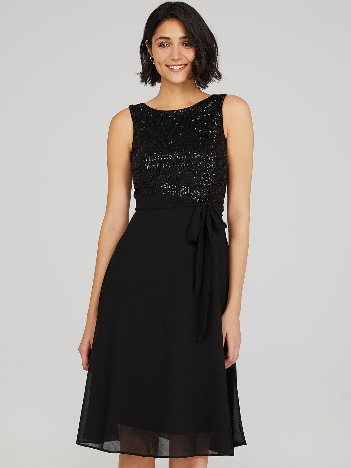 V-Back Sequin Fit And Flare Occasion Dress sold by Suzy Shier product image thumbnail 3