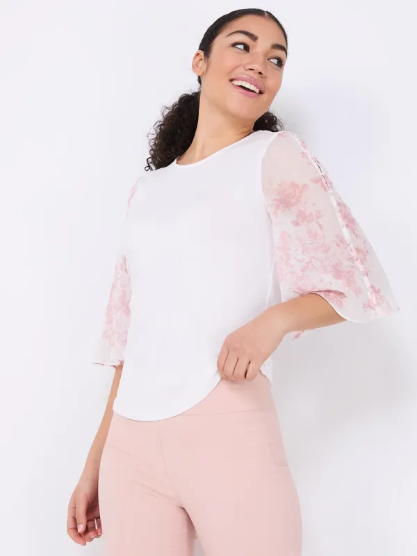 Chiffon Flutter Sleeve Top With Button Details sold by Suzy Shier