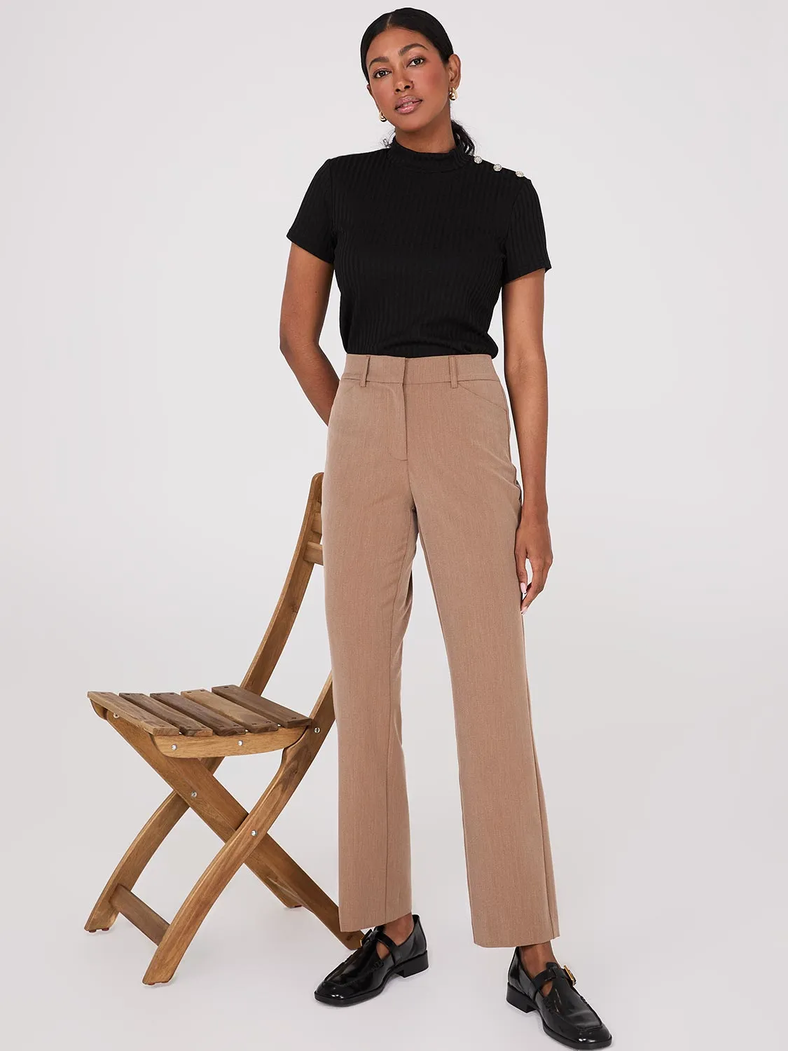 Ribbed Mock Neck Top With Button Details sold by Suzy Shier product image thumbnail 3