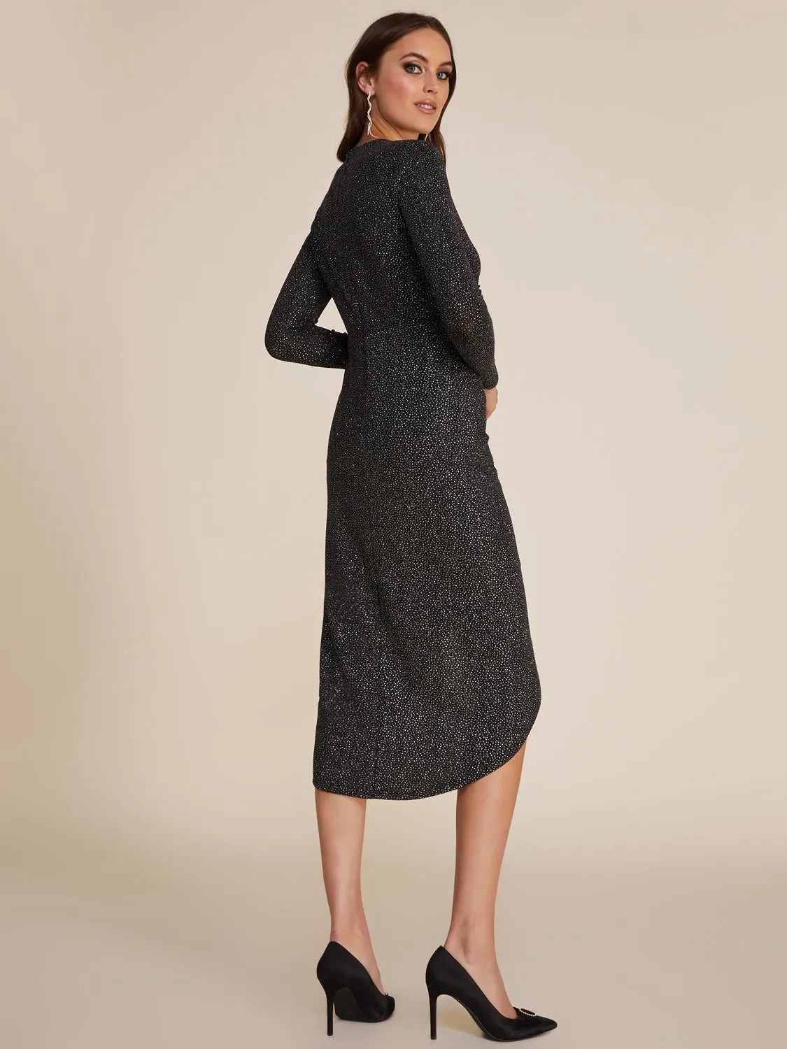Long Sleeve Sparkle Knit Knee Length Dress sold by Suzy Shier product image thumbnail 4
