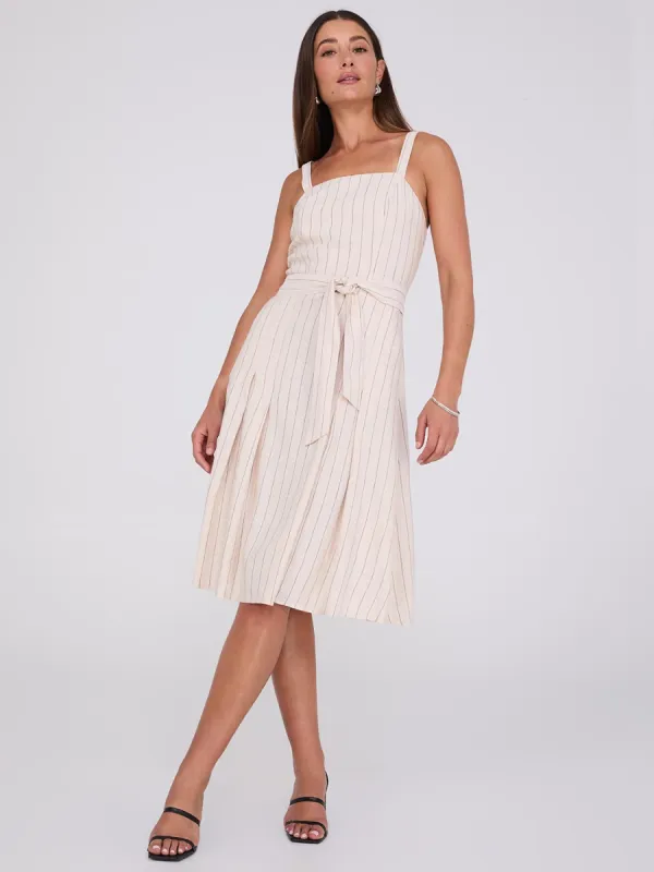 Striped Linen Knee Length Dress With Pockets sold by Suzy Shier