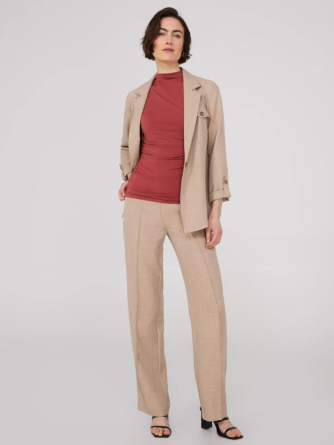 Sleeveless Mock Neck Top With Ruched Details sold by Suzy Shier product image thumbnail 2