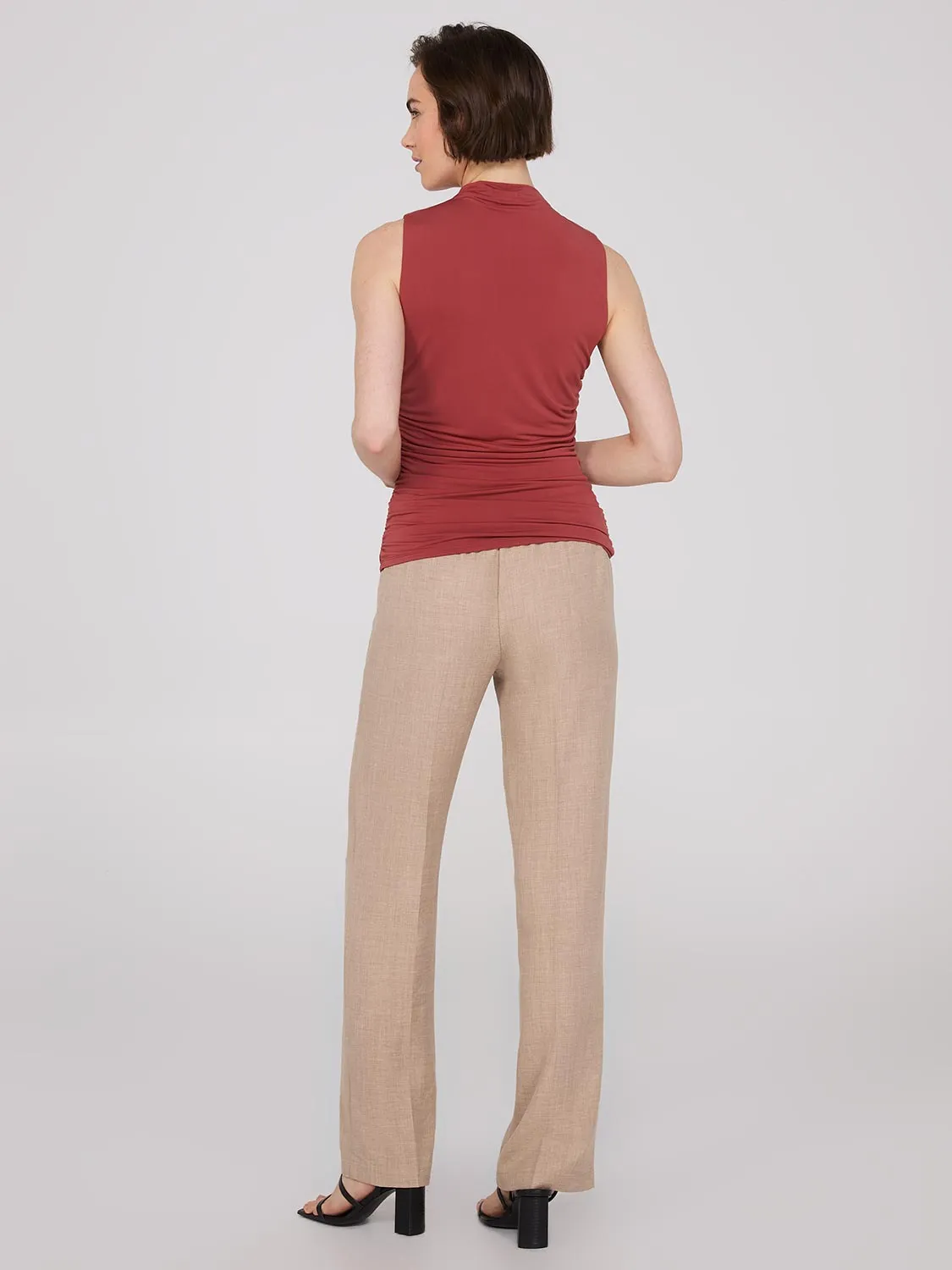 Sleeveless Mock Neck Top With Ruched Details sold by Suzy Shier product image thumbnail 4