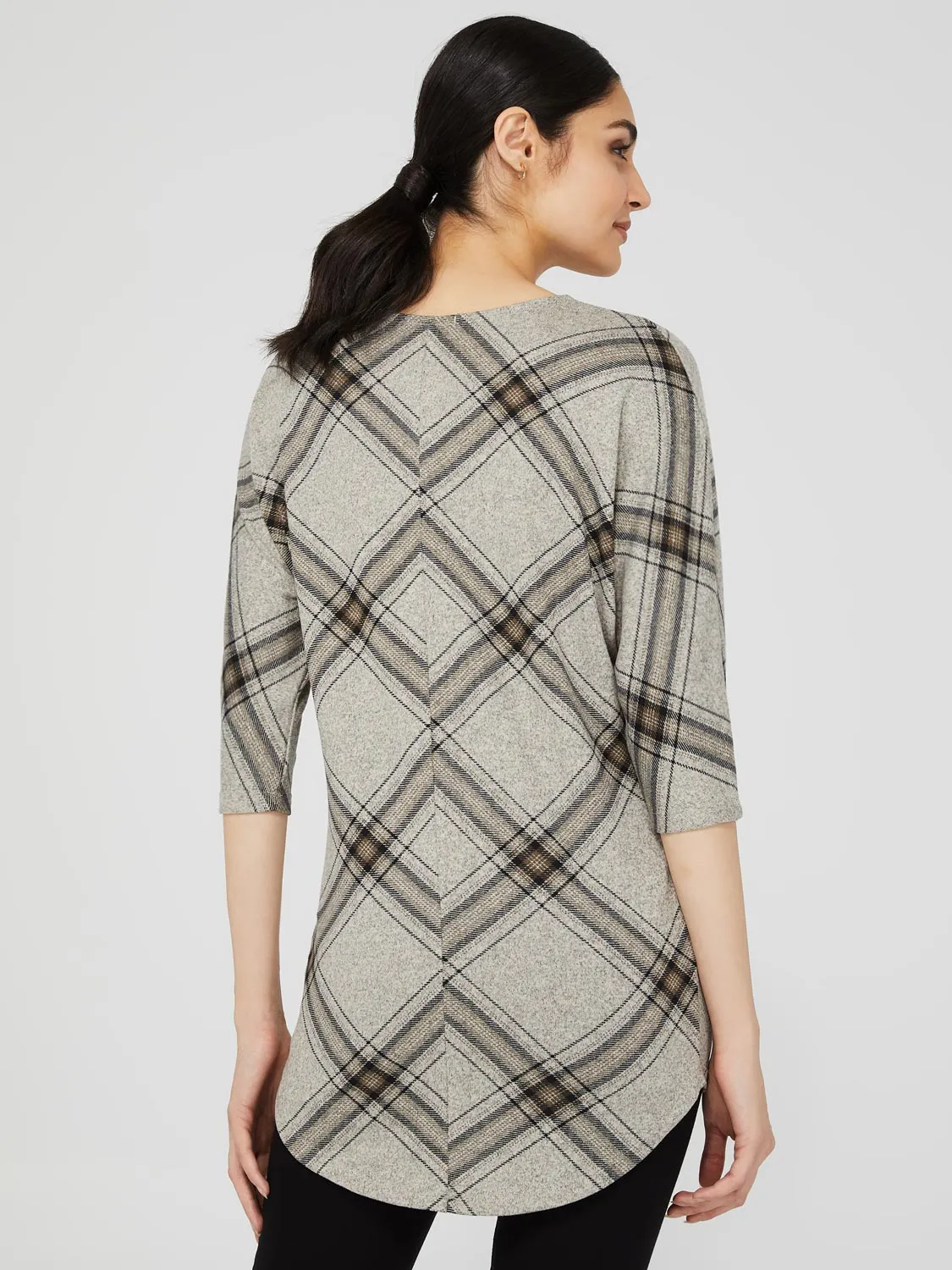 Plaid 3/4 Dolman Sleeve Top sold by Suzy Shier product image thumbnail 5