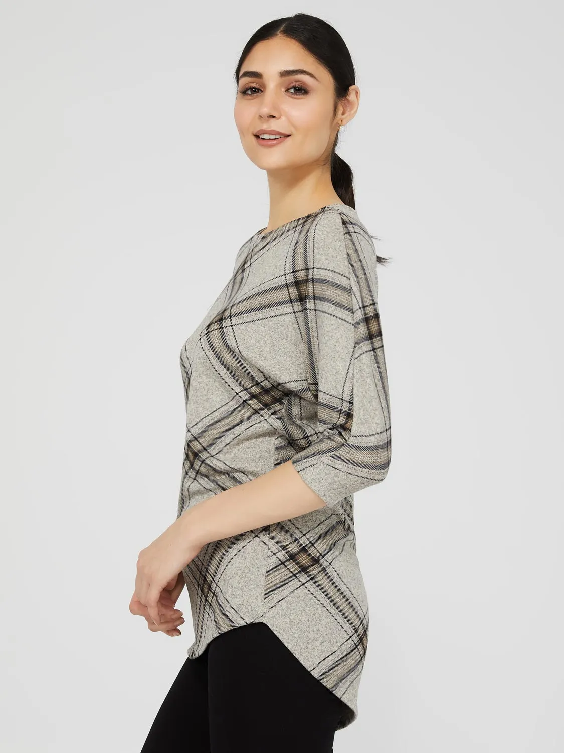 Plaid 3/4 Dolman Sleeve Top sold by Suzy Shier product image thumbnail 4