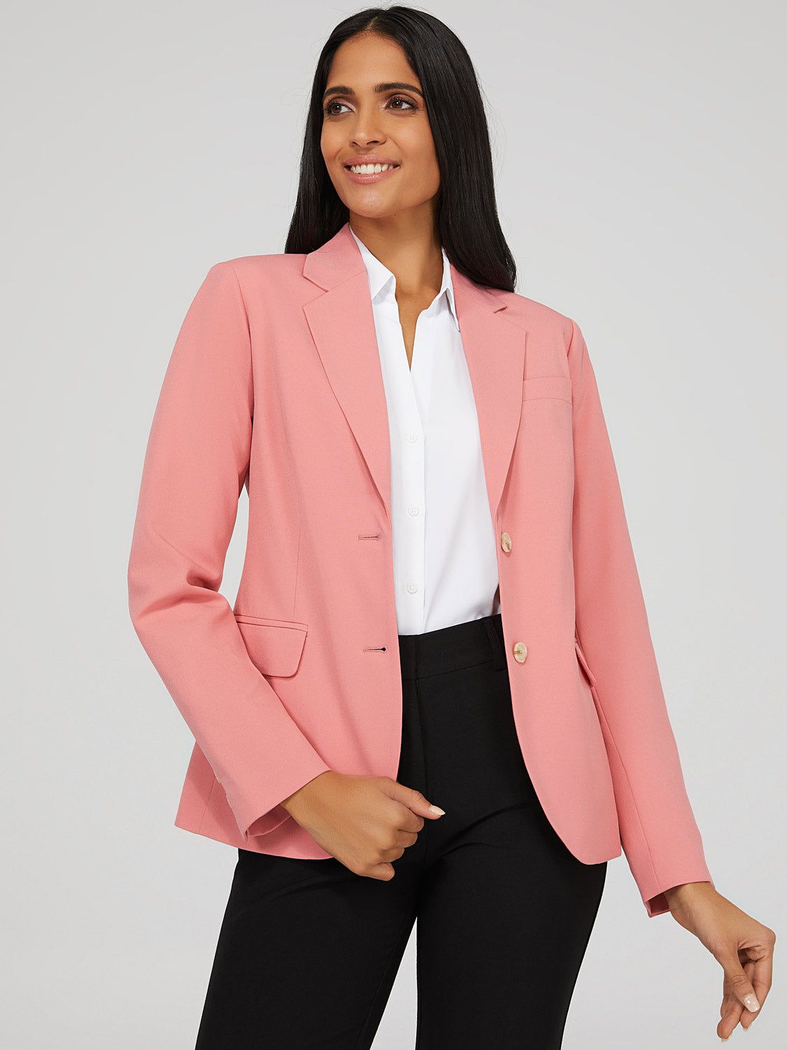 Classic Fit Two Button Blazer sold by Suzy Shier