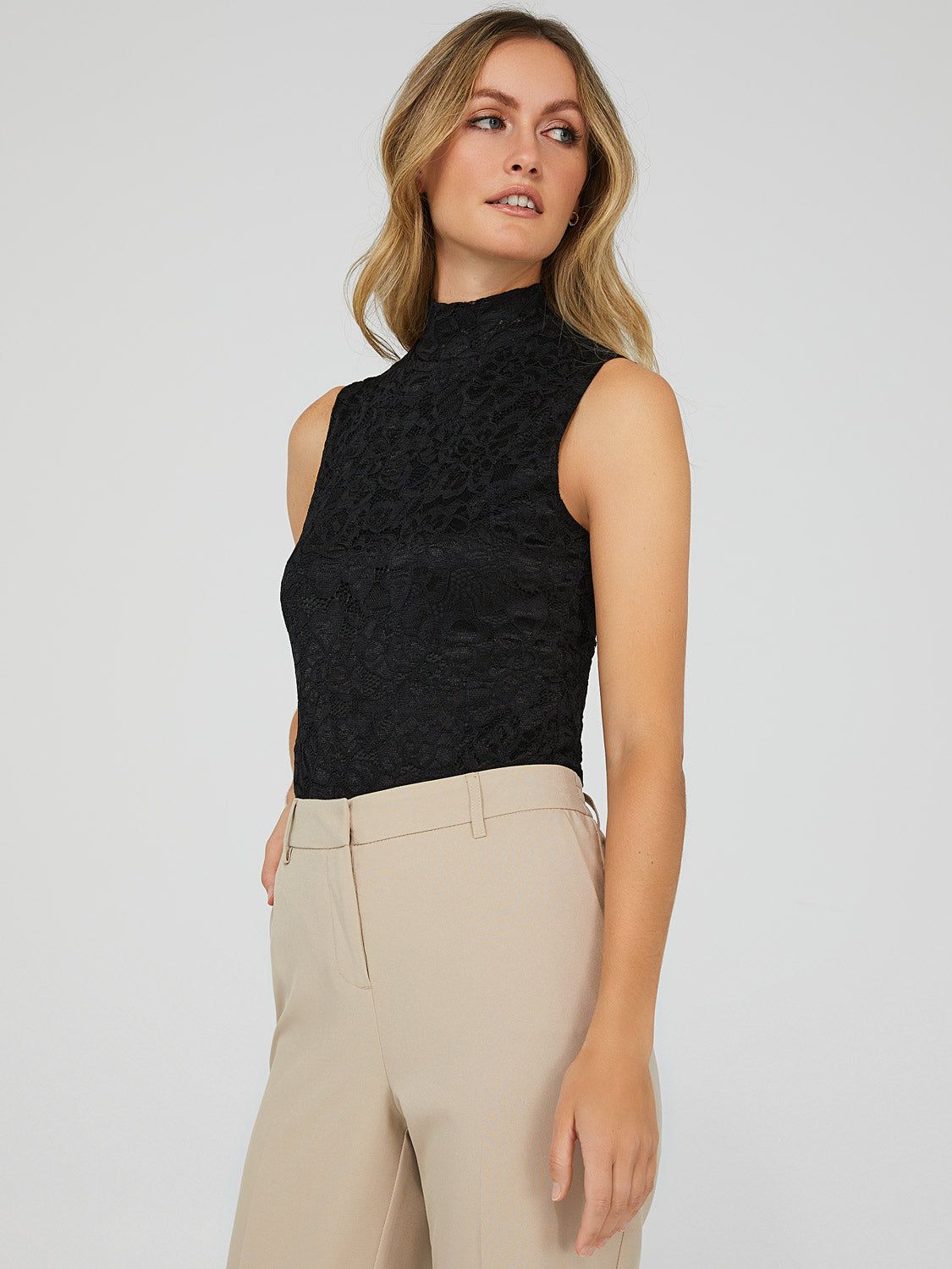 Sleeveless Lace Mock Neck Bodysuit sold by Suzy Shier product image thumbnail 4