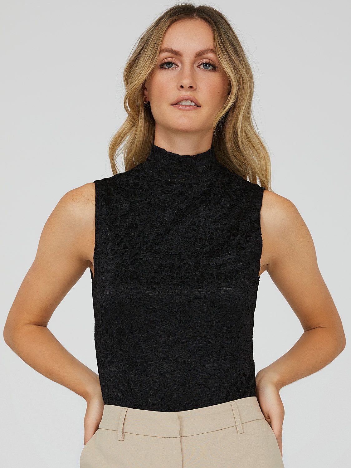 Sleeveless Lace Mock Neck Bodysuit sold by Suzy Shier product image thumbnail 3