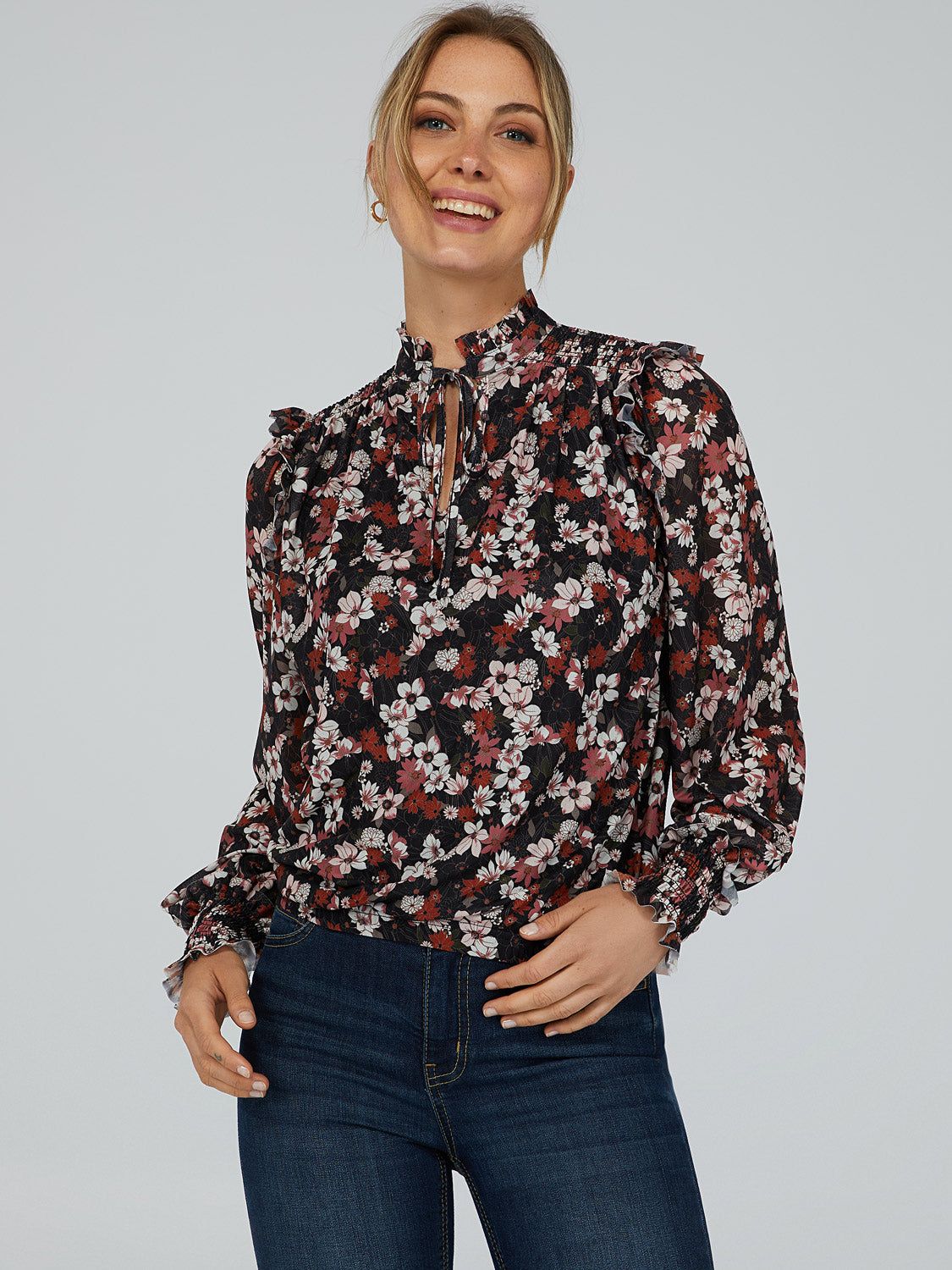 Floral Print Peasant Top sold by Suzy Shier