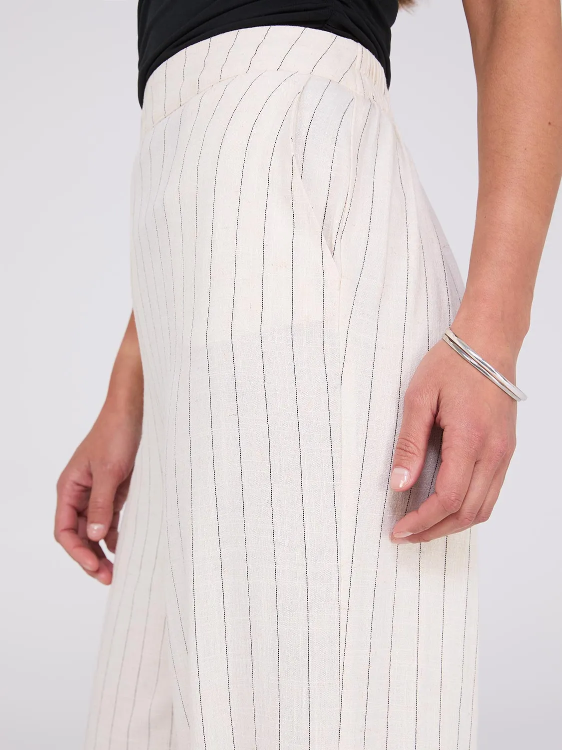 Pinstripe Linen Palazzo Pants sold by Suzy Shier product image thumbnail 2