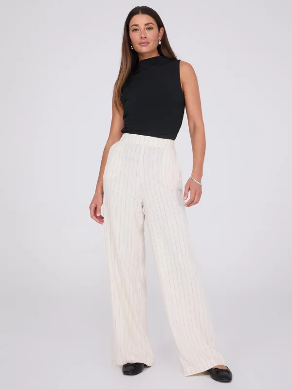Pinstripe Linen Palazzo Pants sold by Suzy Shier