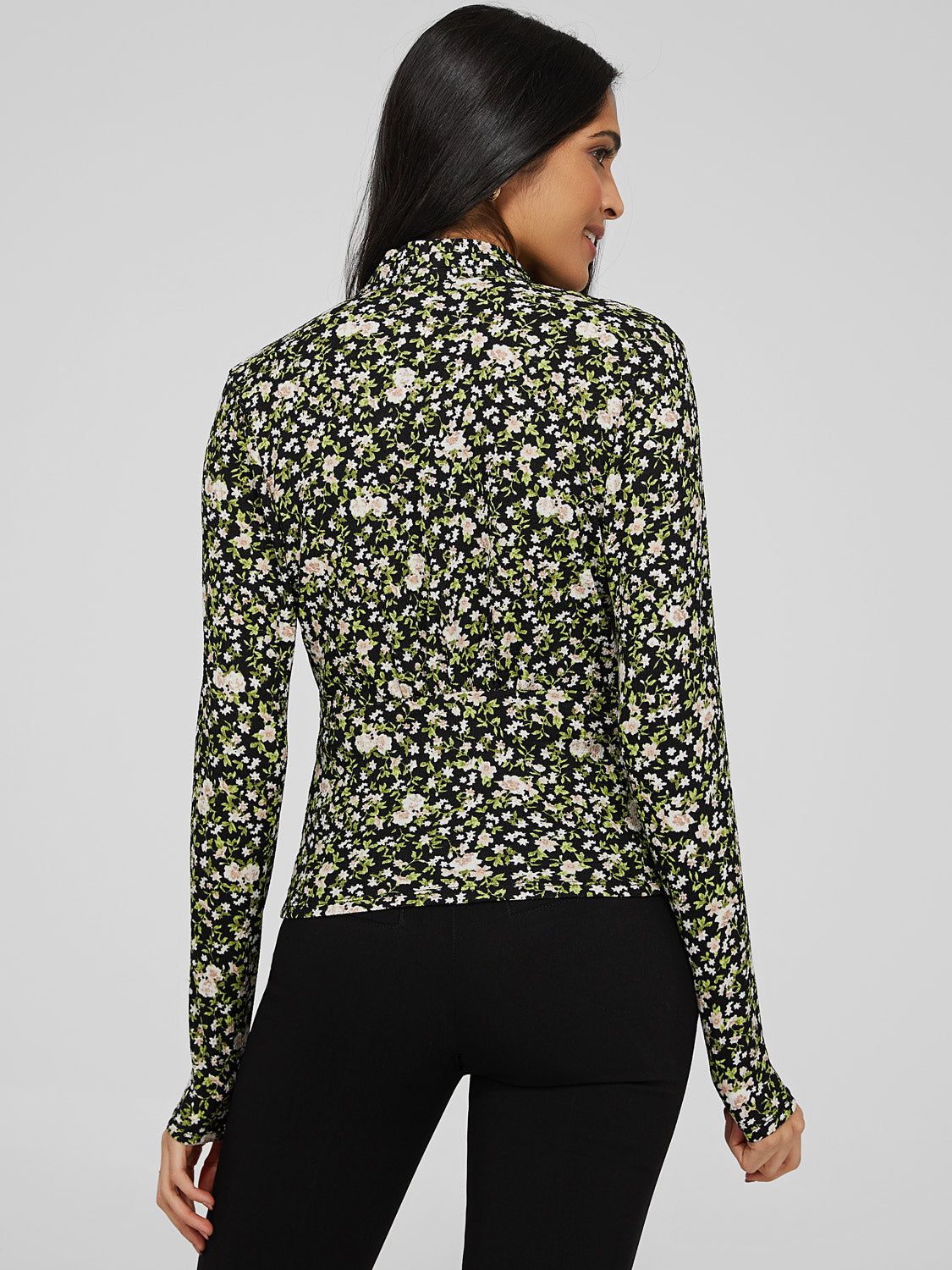 Textured Floral Print V-Neck Top sold by Suzy Shier product image thumbnail 5