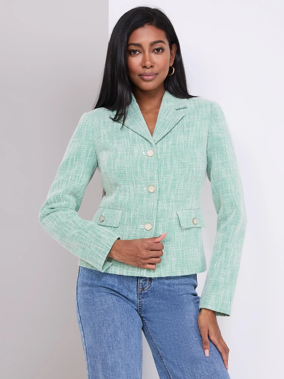 3-Button Boucle Blazer sold by Suzy Shier