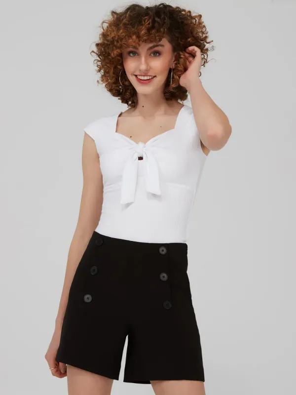 Tie-Front Cap Sleeve Top sold by Suzy Shier