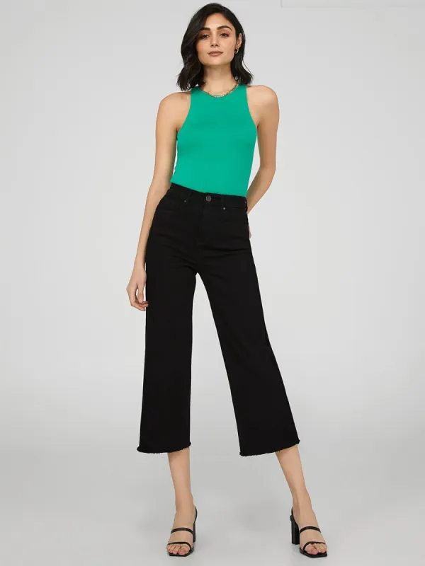 Cropped Raw Edge Wide Leg Gaucho Pants sold by Suzy Shier