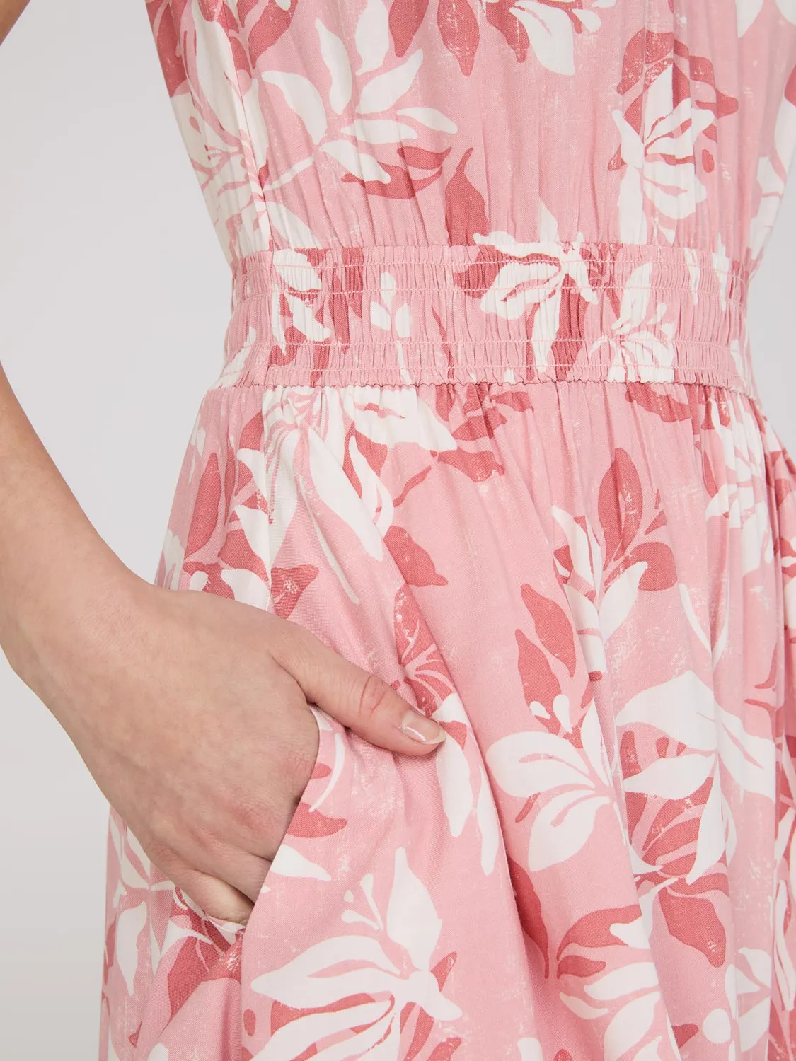 Floral Print Midi Dress With Smocked Details sold by Suzy Shier product image thumbnail 3