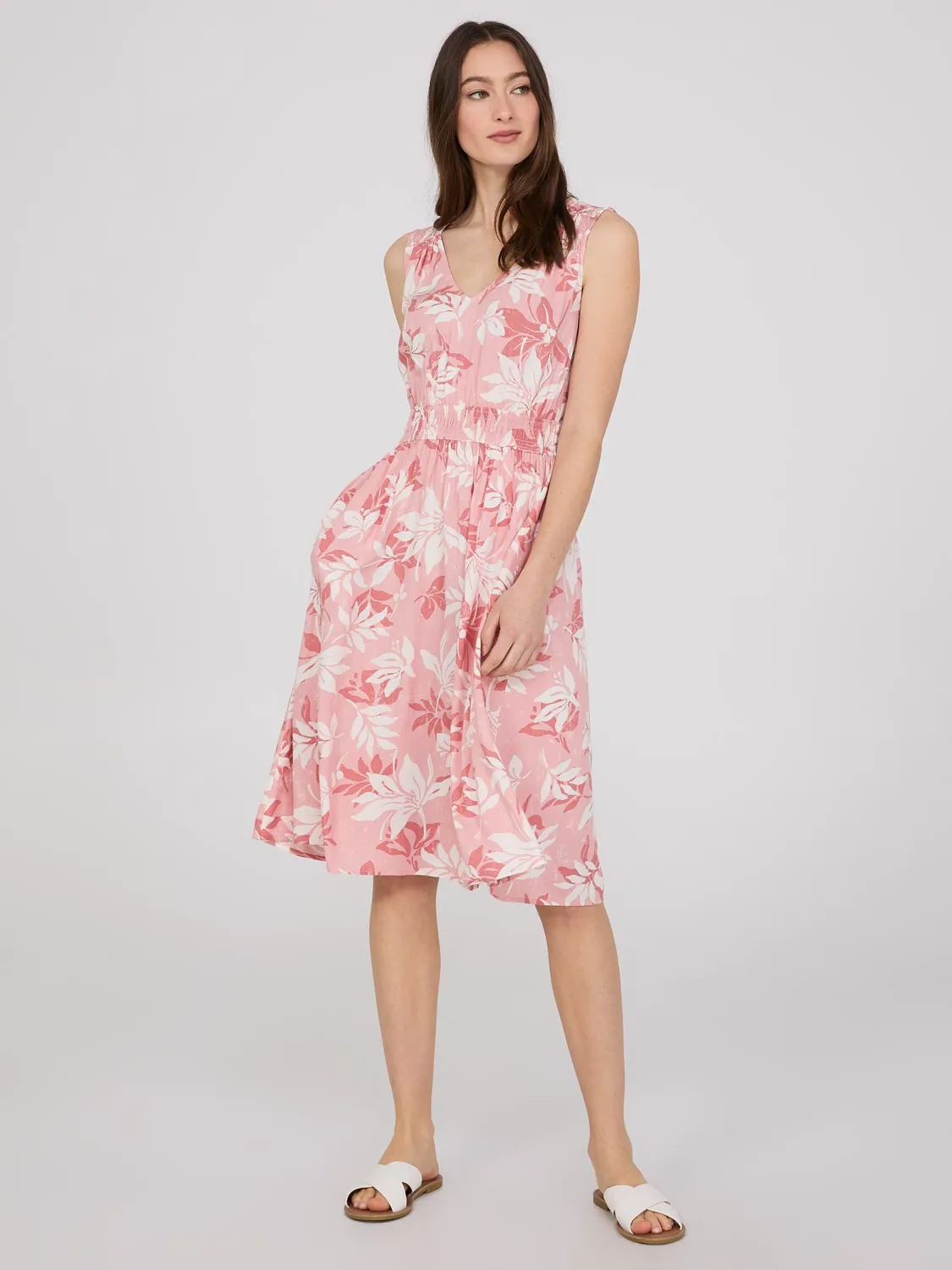 Floral Print Midi Dress With Smocked Details sold by Suzy Shier