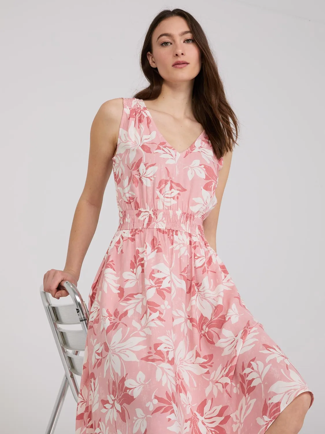 Floral Print Midi Dress With Smocked Details sold by Suzy Shier product image thumbnail 2