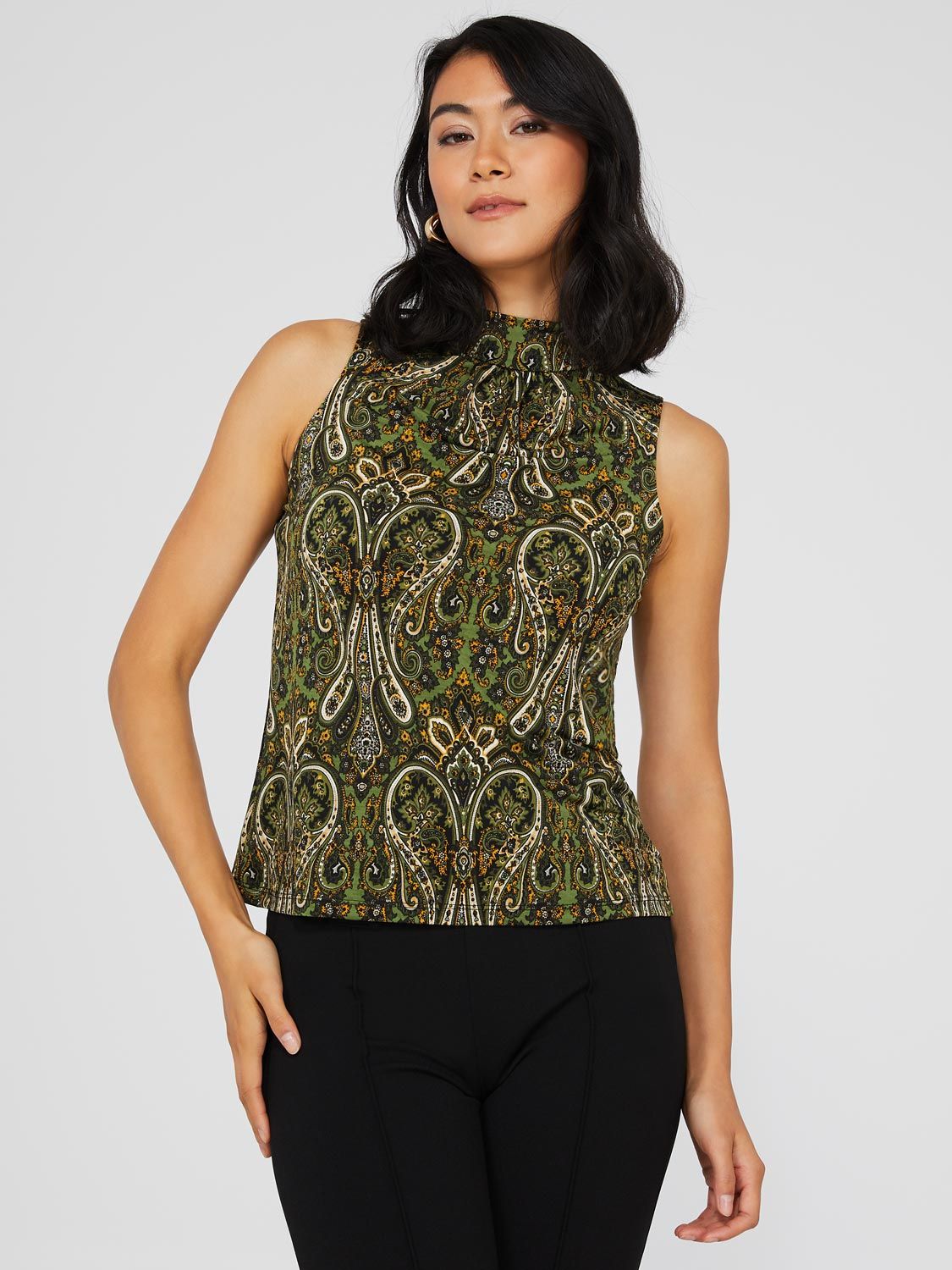 Sleeveless Paisley Print Mock Neck Top sold by Suzy Shier product image thumbnail 3